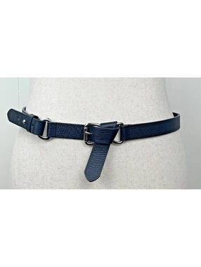 Lauren Ralph Lauren Black O-Ring Calf Leather 1" Belt Adjustable Heavy Weight